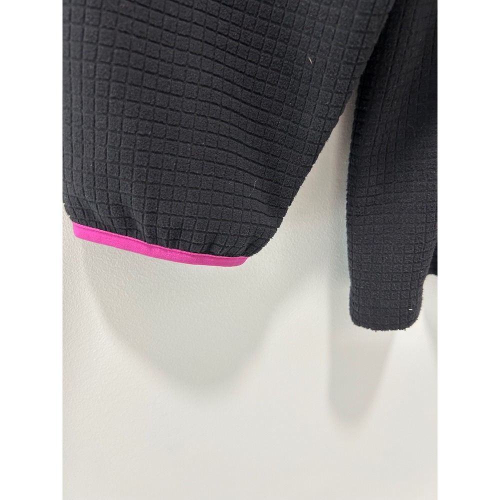 Lands End Womens XXL Gray Pink Grid Texture Full Zip Fleece Jacket Mock Neck - Picture 9 of 11